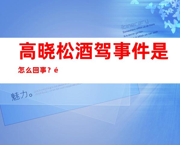 高晓松酒驾事件是怎么回事？高晓松酒驾事件最新进展