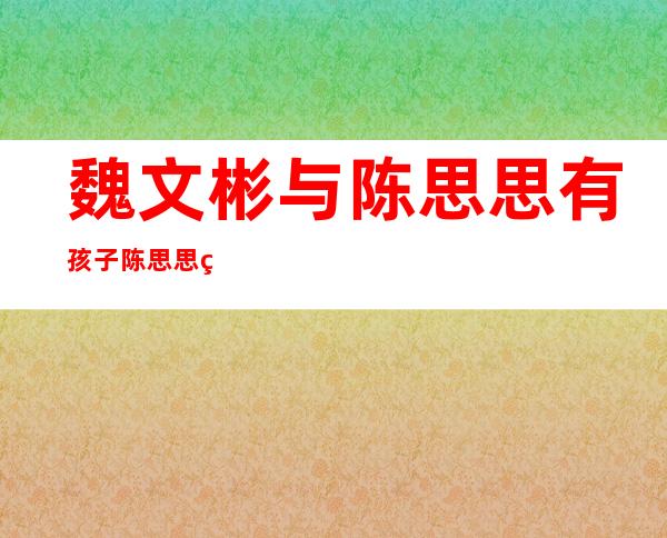 魏文彬与陈思思有孩子 陈思思现在老公是谁