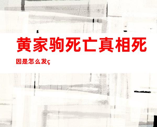 黄家驹死亡真相死因 是怎么发生的意外