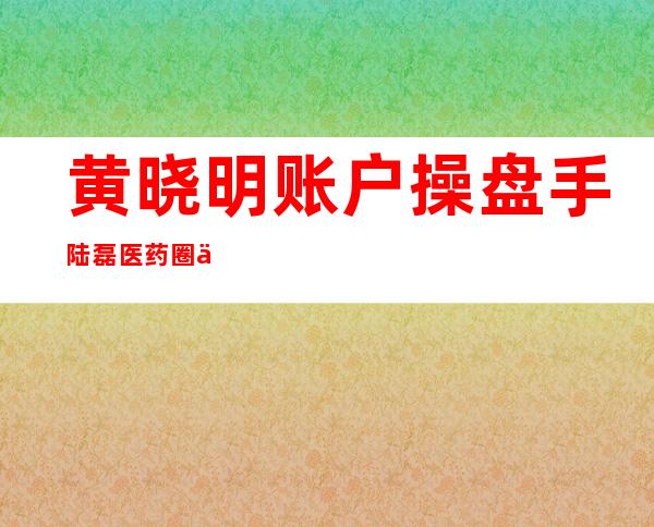 黄晓明账户操盘手陆磊医药圈人脉广发晋藏医药股热衷