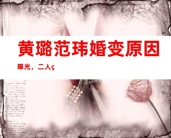 黄璐范玮婚变原因曝光，二人爱情长跑因为这件事离婚！