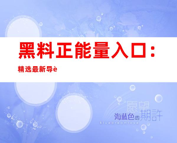 黑料正能量入口：精选最新导航网站