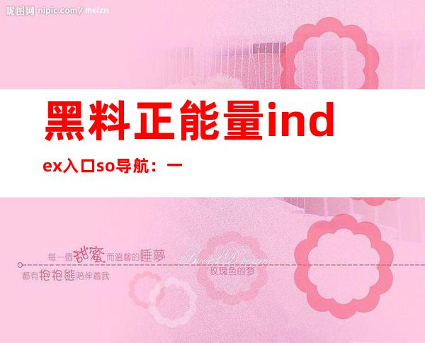 黑料正能量index入口so导航：一键搜索各大盗版网站的资源下载