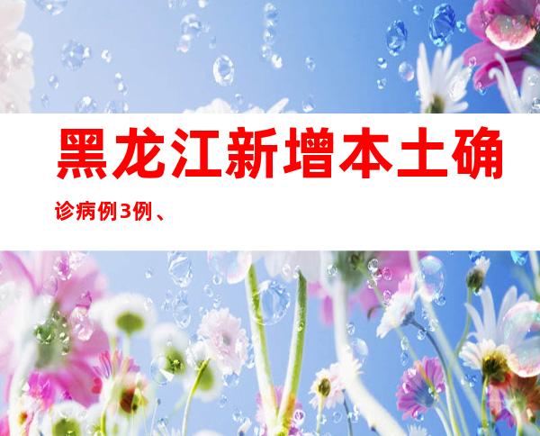 黑龙江新增本土确诊病例3例、本土无症状熏染者403例