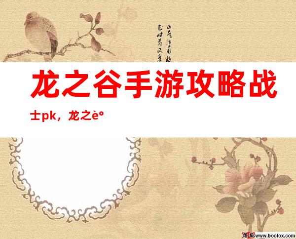 龙之谷手游攻略战士pk，龙之谷手游攻略：战士PK技巧