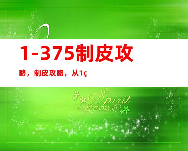 1-375制皮攻略，制皮攻略，从1级到375级全面指南