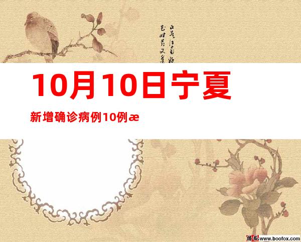 10月10日宁夏新增确诊病例10例 无症状熏染者39例