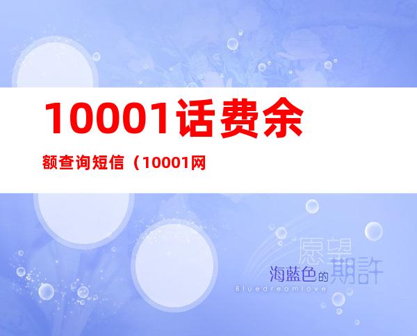 10001话费余额查询短信（10001网上营业厅话费查询）