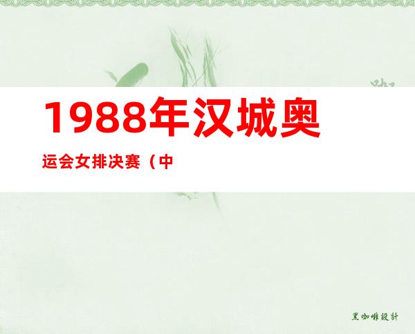 1988年汉城奥运会女排决赛（中国女排88年得了世界冠军不）