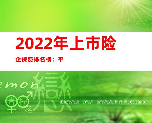 2022年上市险企保费排名榜：平安第一、国寿第二、人保第三！整体增速跑赢同期，告别2022期待2023~