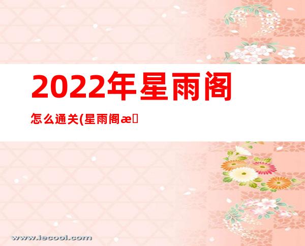 2022年星雨阁怎么通关(星雨阁攻略)