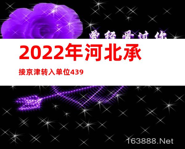 2022年河北承接京津转入单位4395家