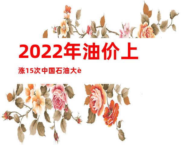 2022年油价上涨15次中国石油大赚…一年赚921.7亿韩元