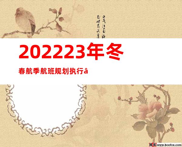 2022/23年冬春航季航班规划执行 “航班换季”事实换的是甚么？