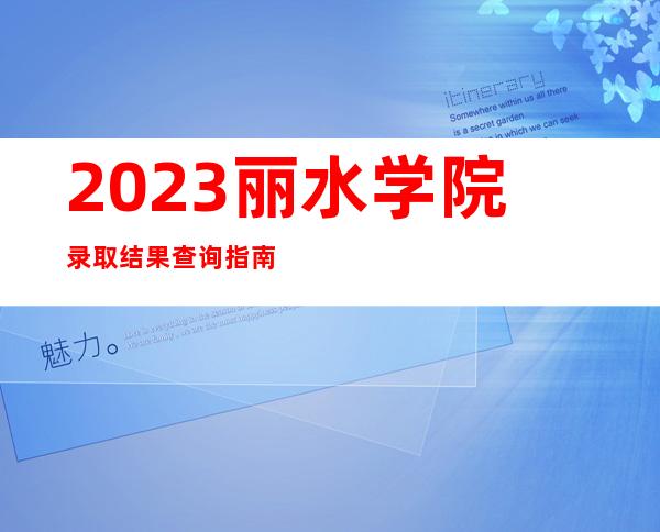 2023丽水学院录取结果查询指南（含录取查询方式及入口）