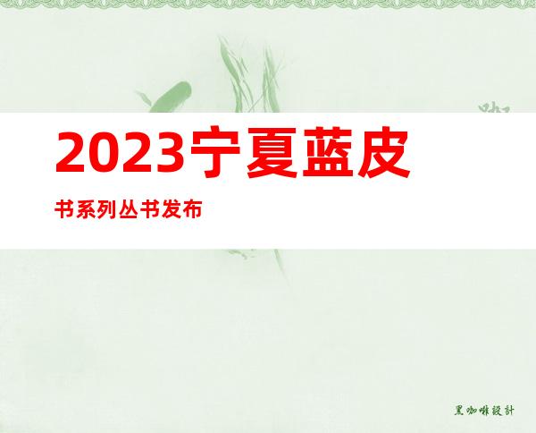 2023宁夏蓝皮书系列丛书发布