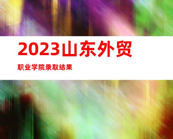 2023山东外贸职业学院录取结果查询指南（含录取查询方式及入口）