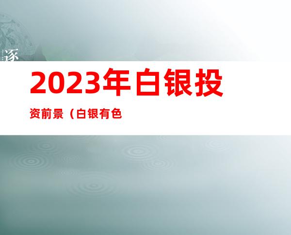 2023年白银投资前景（白银有色公司的前景）