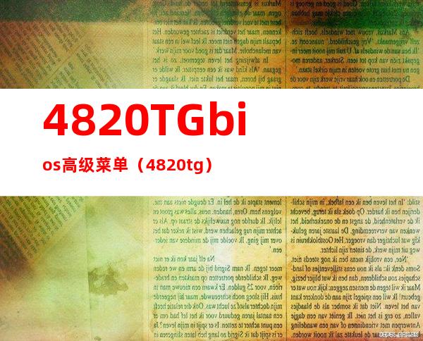 4820TG bios 高级菜单（4820tg）