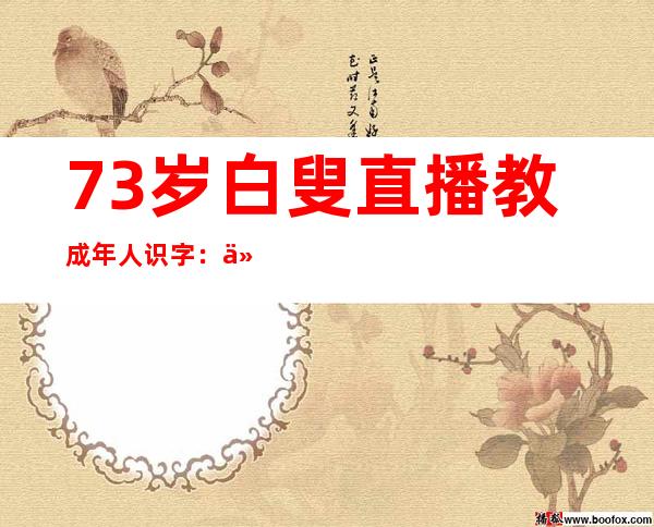 73岁白叟直播教成年人识字：他们不应被轻忽