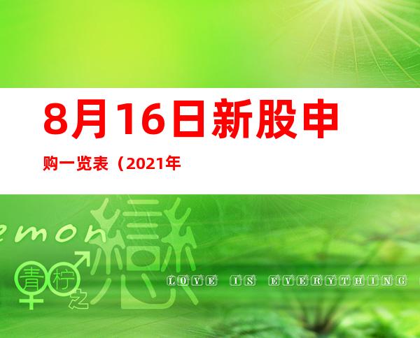 8月16日新股申购一览表（2021年8月16日新股申购）