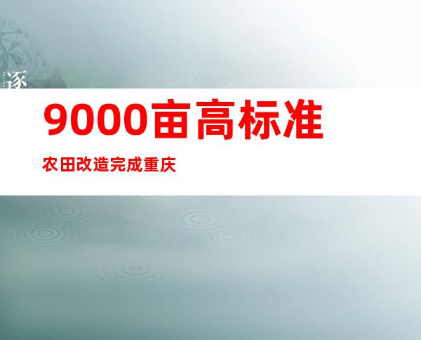 9000亩高标准农田改造完成 重庆铜梁“巴岳农庄”农事忙