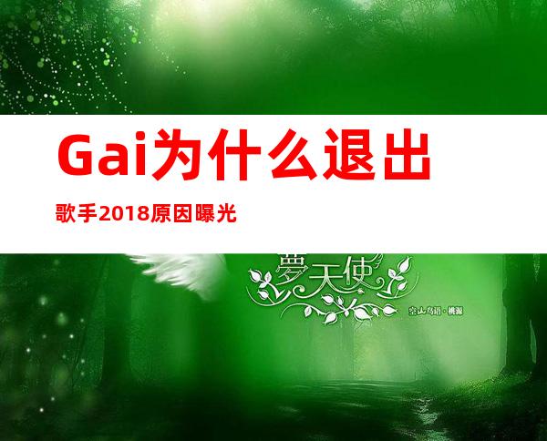 Gai为什么退出歌手2018原因曝光 嘻哈音乐需要重新规范要传递正能量