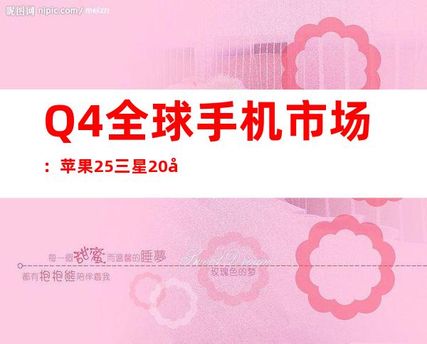 Q4全球手机市场：苹果25% 三星20% 小米11% OPPO10% vivo8%