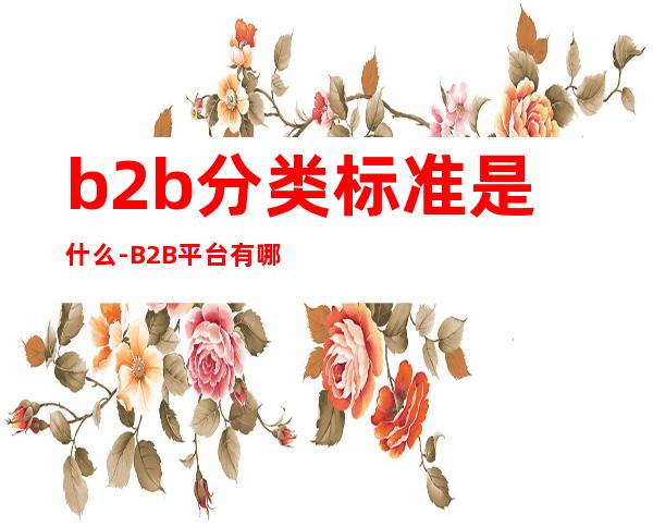 b2b分类标准是什么-B2B平台有哪些分类