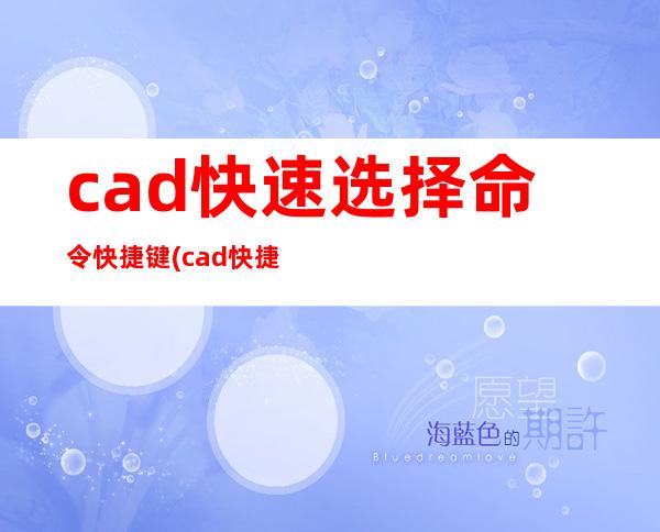 cad快速选择命令快捷键(cad快捷键命令大全表)