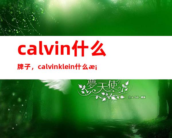 calvin什么牌子，calvin klein什么档次？