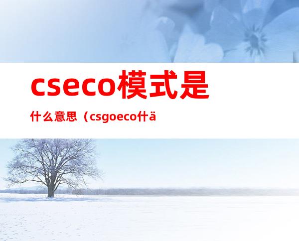 cseco模式是什么意思（csgoeco什么意思）