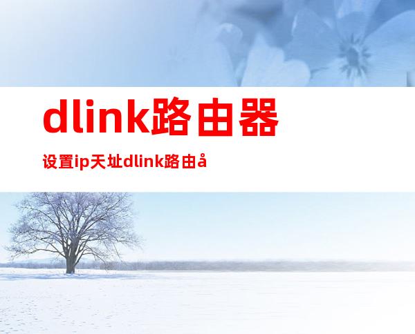 dlink路由器设置ip天址 dlink路由器设置动态ip？