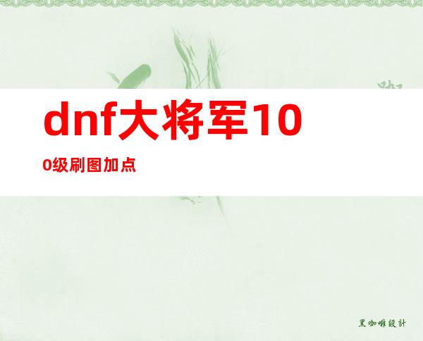 dnf大将军100级刷图加点