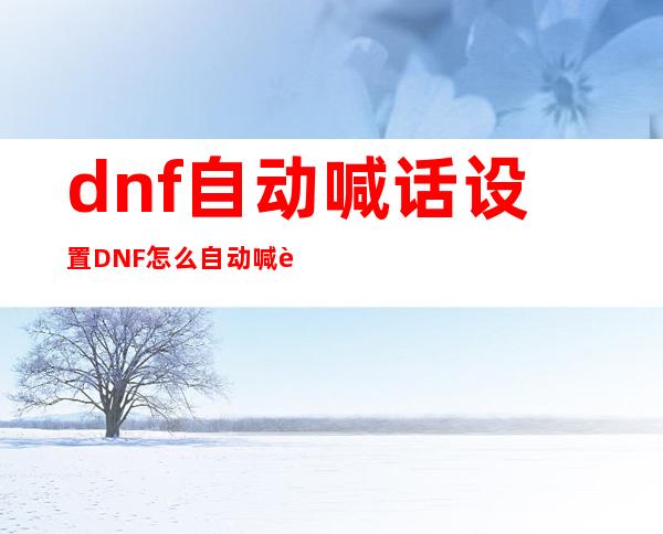 dnf自动喊话设置 DNF怎么自动喊话