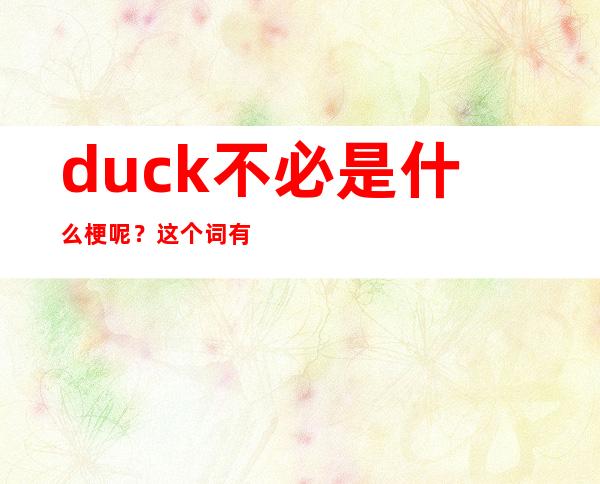 duck不必是什么梗呢？这个词有什么意思？