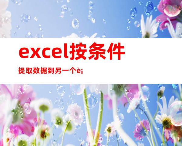 excel按条件提取数据到另一个表格_excel按条件提取数据并生成新表