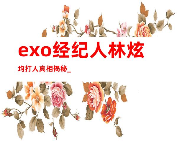 exo经纪人林炫均打人真相揭秘 _exo经纪人林炫均打人真相揭秘