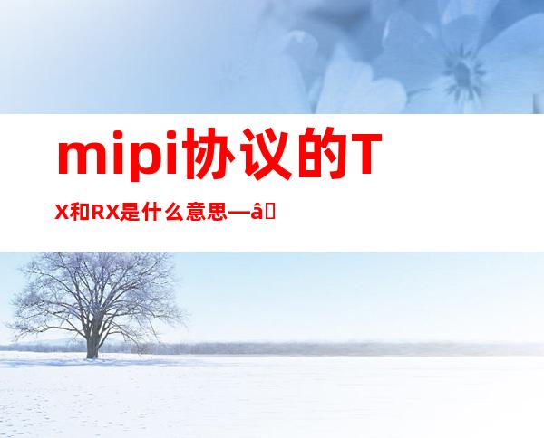 mipi协议的TX和RX是什么意思——mipi协议中文版pdf