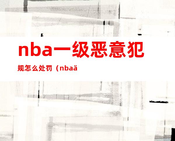 nba一级恶意犯规怎么处罚（nba一级恶意犯规处罚）