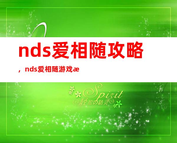 nds爱相随 攻略，nds爱相随游戏攻略分享