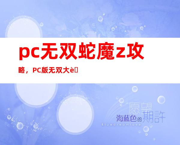 pc无双蛇魔z攻略，PC版无双大蛇z操作方法小弟菜鸟啊看不懂那个图我玩的是孙