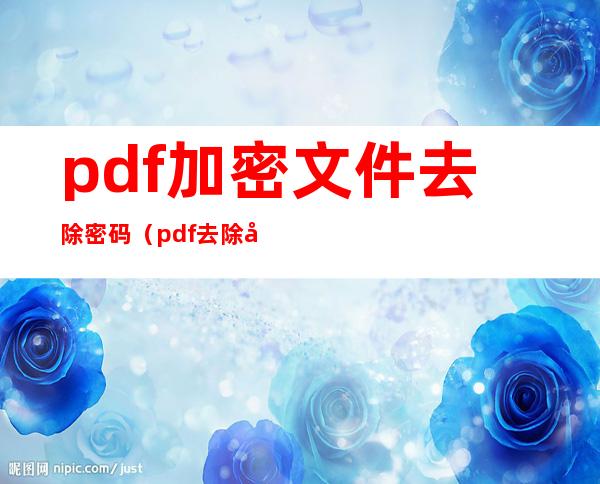 pdf加密文件去除密码（pdf去除密码转换器在线）