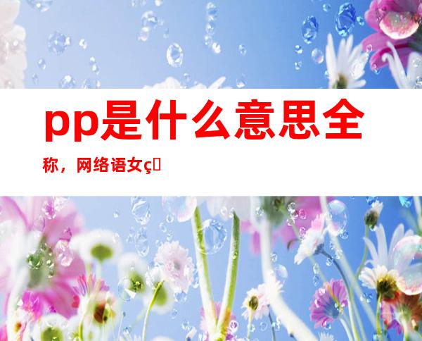 pp是什么意思全称，网络语女生说pp是什么意思啊