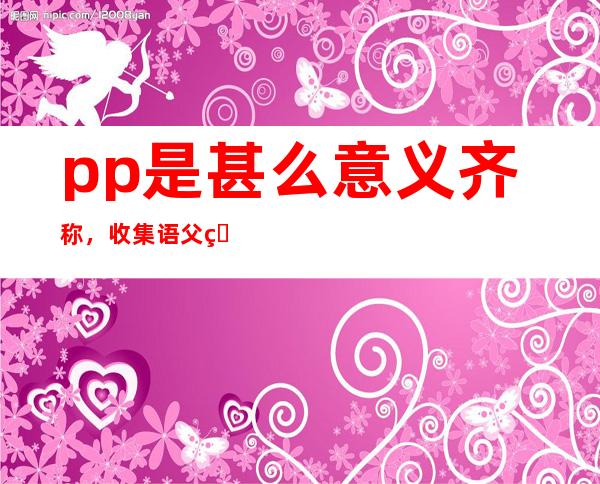 pp是甚么意义齐称，收集 语父熟说pp是甚么意义啊