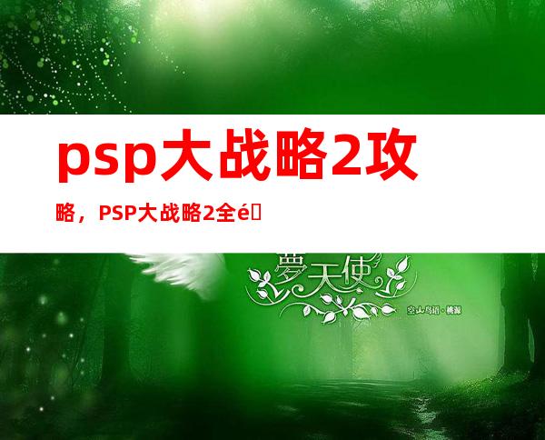 psp大战略2攻略，PSP大战略2全面攻略指南