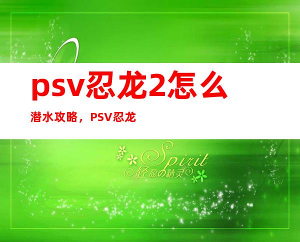 psv忍龙2怎么潜水攻略，PSV忍龙2的完美潜水攻略