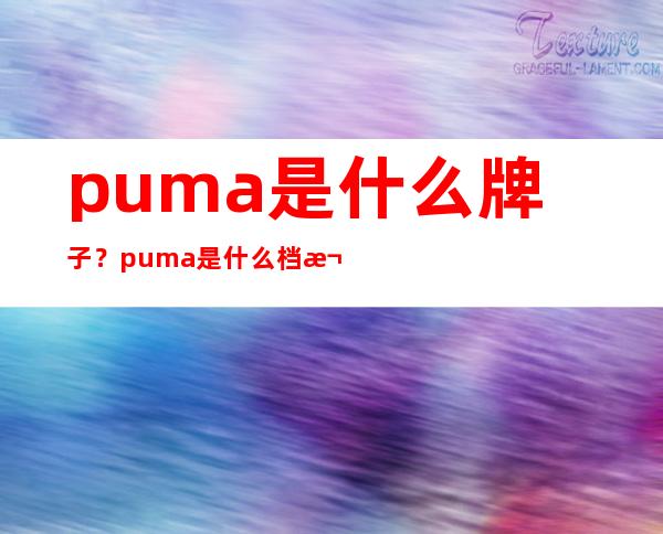 puma是什么牌子？puma是什么档次？