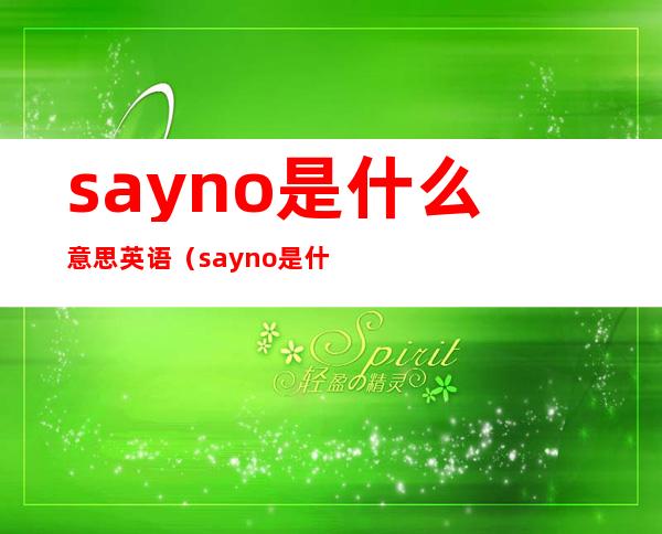 sayno是什么意思英语（sayno是什么歌日文）