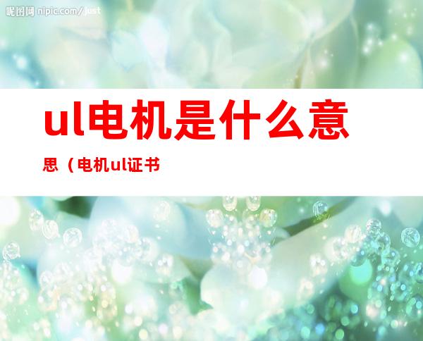 ul电机是什么意思（电机ul证书多少钱）